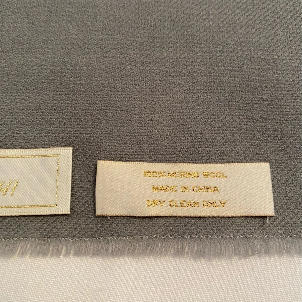 Coach Gray Merino Wool Jacquard Gauze Wrap Shawl Scarf